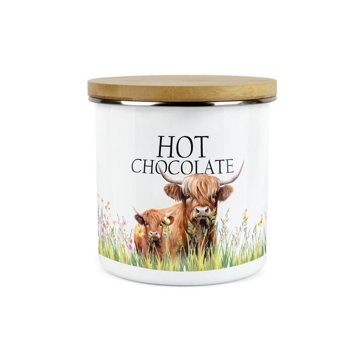 Purely Home Highland Cow & Calf Enamel Kitchen Canisters