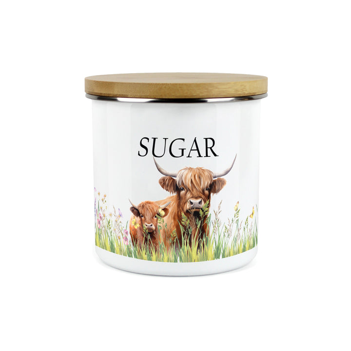Purely Home Highland Cow & Calf Enamel Kitchen Canisters