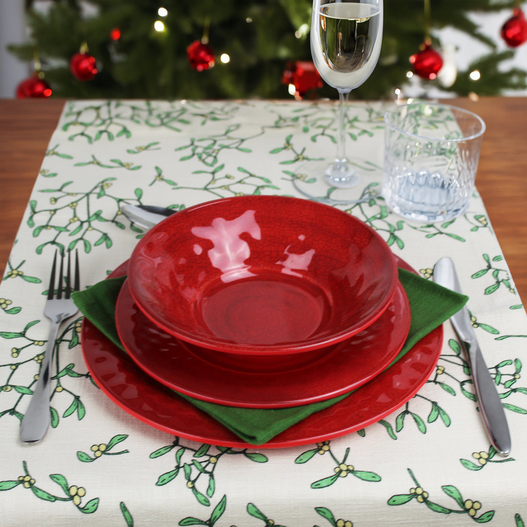 Crackle Red Melamine Dinnerware Set