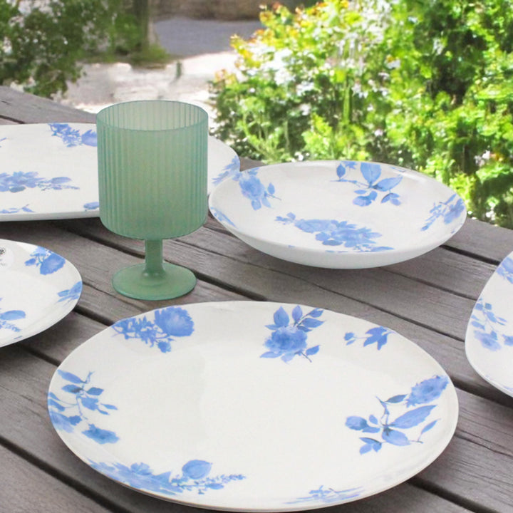 Cottage Blue Floral Melamine Dinner & Side Plate Set