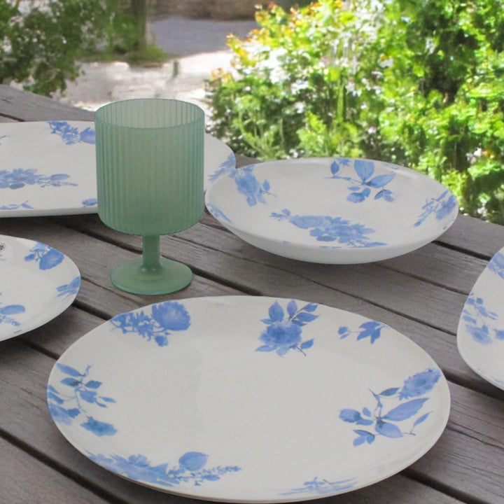 Cottage Blue Floral Melamine Dinnerware Set