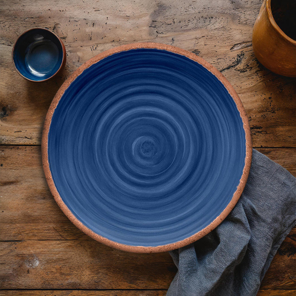 Rustic Swirl Indigo Melamine Dinner Plates