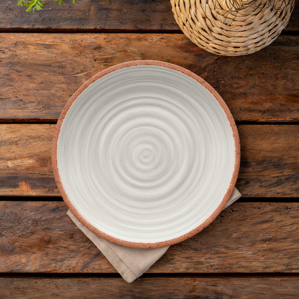 Rustic Swirl Ivory Melamine Dinner Plates