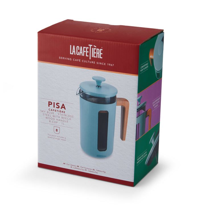La Cafetiére Pisa Sky Blue Cafetiere - 8 Cup