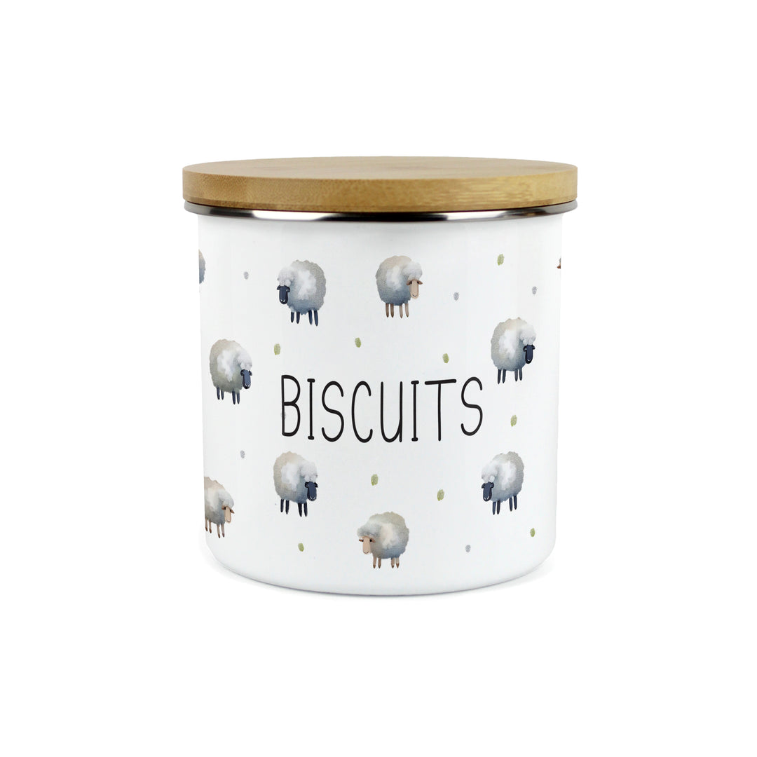 Purely Home Spring Sheep Enamel Biscuit Canister