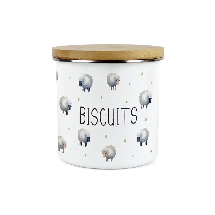 Purely Home Spring Sheep Enamel Biscuit Canister