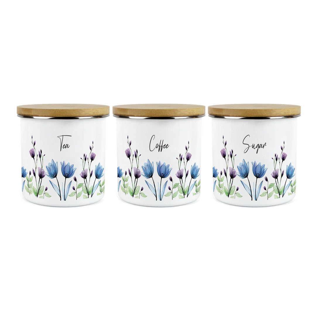 Purely Home Blooming Lovely Enamel Tea, Coffee & Sugar Canister Sets