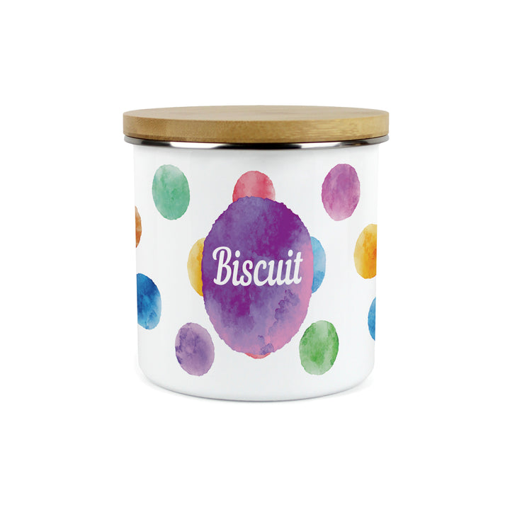 Purely Home Multicoloured Polka Dots Enamel Biscuit Canister