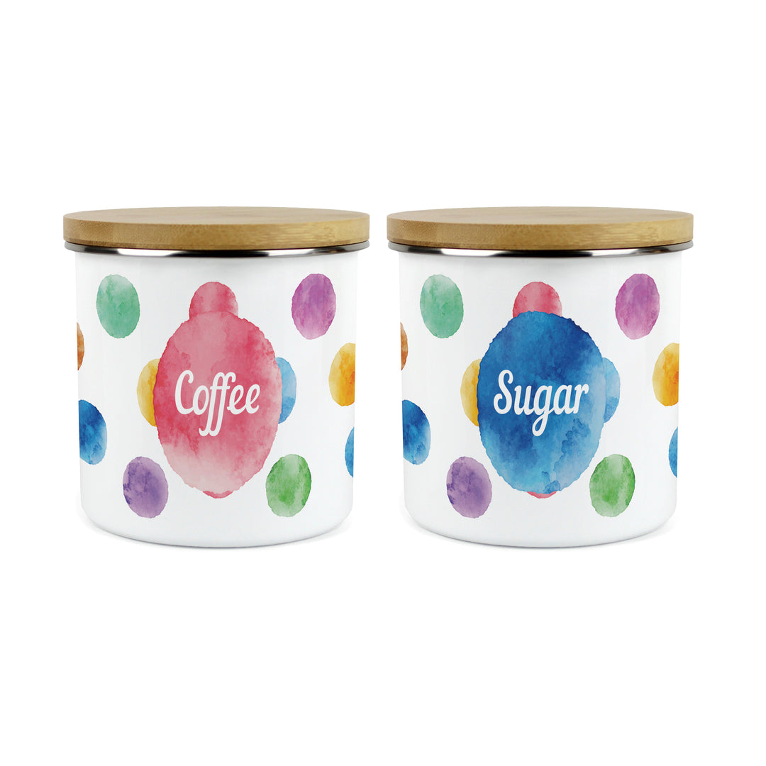 Purely Home Multicoloured Polka Dots Enamel Kitchen Canister Sets