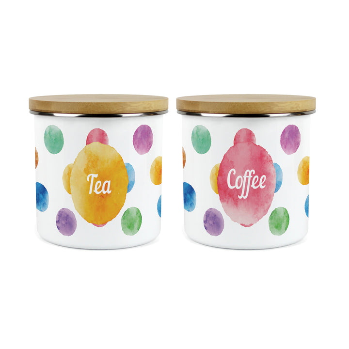 Purely Home Multicoloured Polka Dots Enamel Kitchen Canister Sets