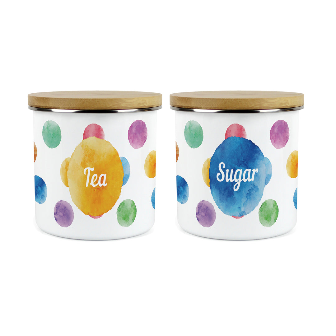 Purely Home Multicoloured Polka Dots Enamel Kitchen Canister Sets