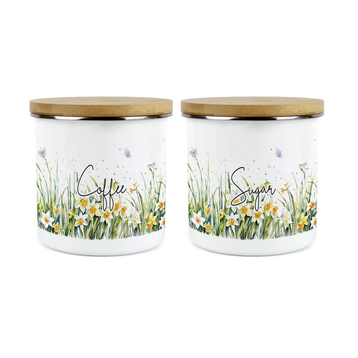 Purely Home Spring Daffodils Enamel Kitchen Canister Sets