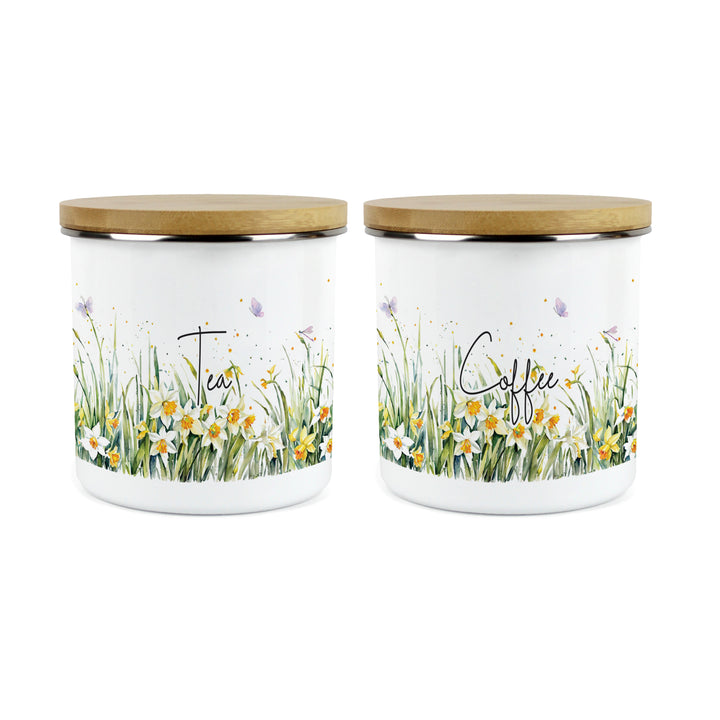 Purely Home Spring Daffodils Enamel Kitchen Canister Sets