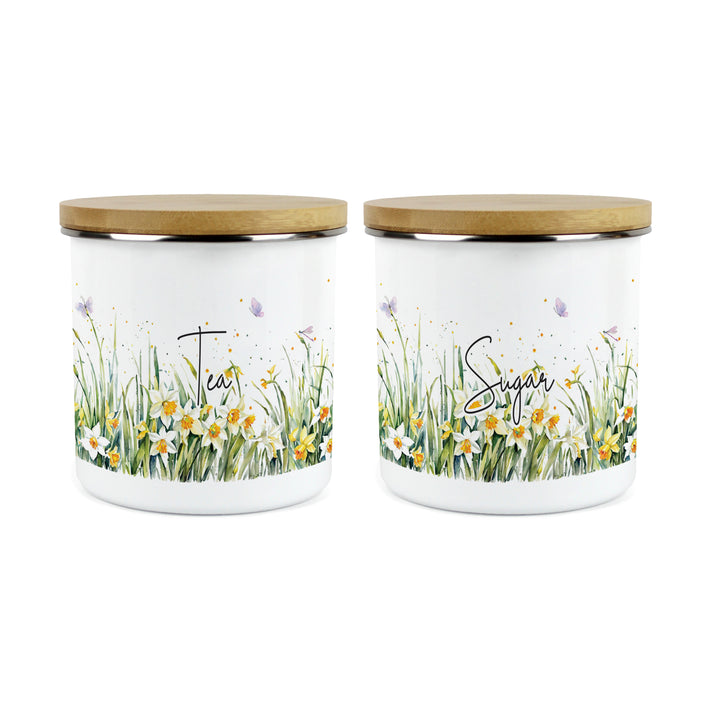 Purely Home Spring Daffodils Enamel Kitchen Canister Sets