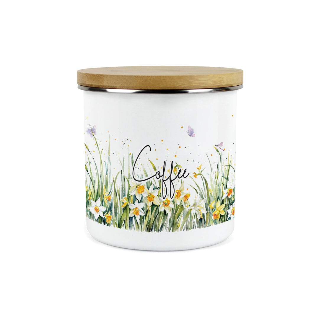 Purely Home Spring Daffodils Enamel Kitchen Canisters