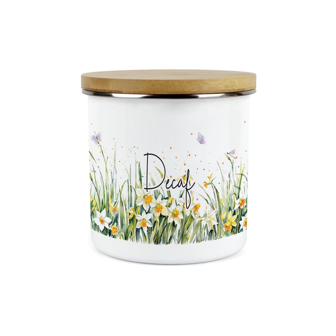 Purely Home Spring Daffodils Enamel Kitchen Canisters