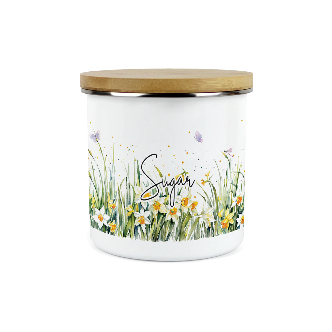 Purely Home Spring Daffodils Enamel Kitchen Canisters