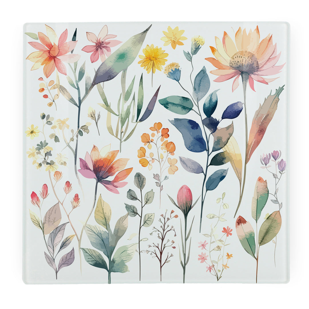 Purely Home Pastel Flowers Glass Worktop Protector