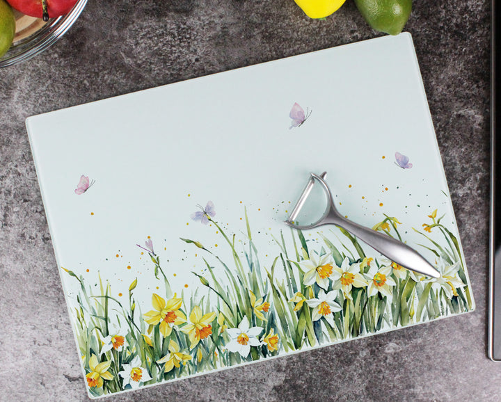 Purely Home Spring Daffodils Glass Worktop Protector