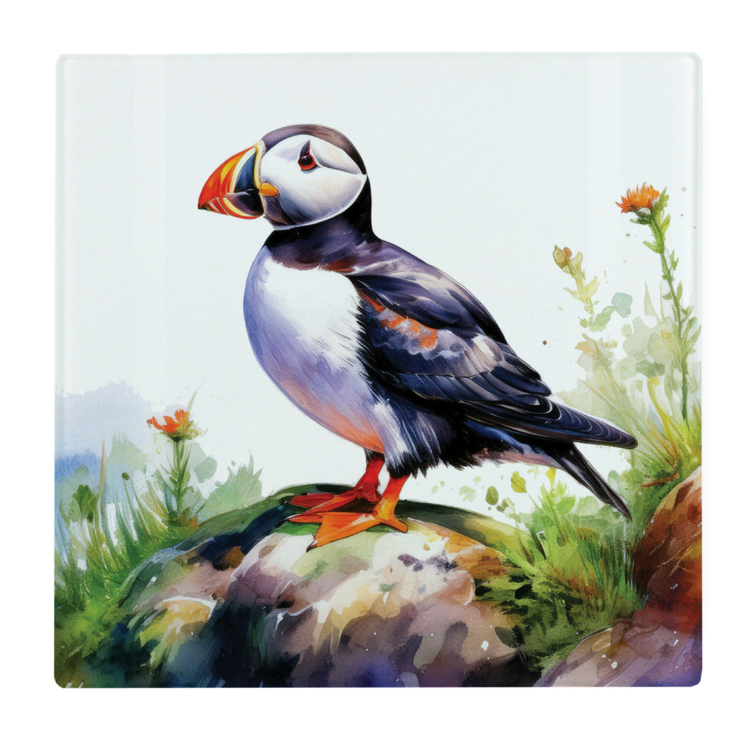 Purely Home Seaside Puffin Glass Worktop Protector