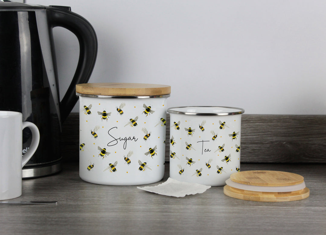 Purely Home Scattered Bees Enamel Kitchen Canisters