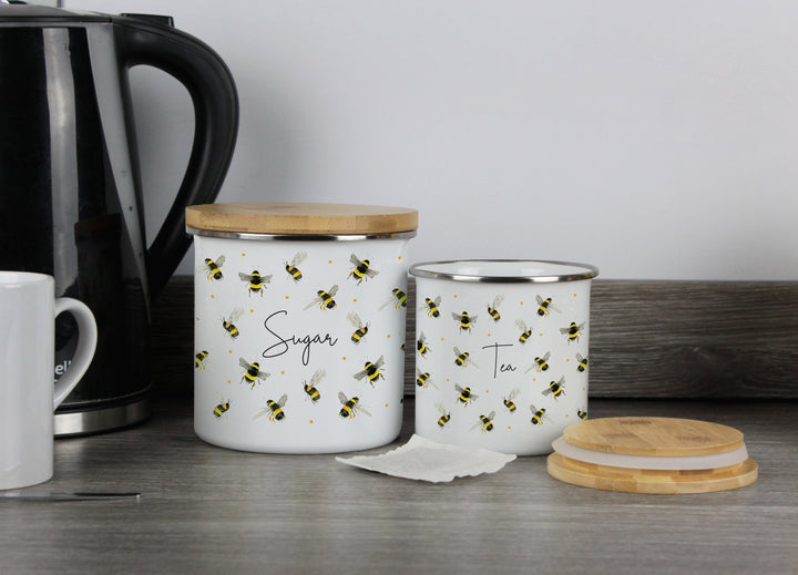 Purely Home Scattered Bees Enamel Kitchen Canisters