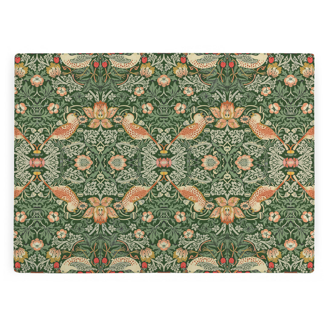 Purely Home Strawberry Thief Glass Worktop Protector - Green