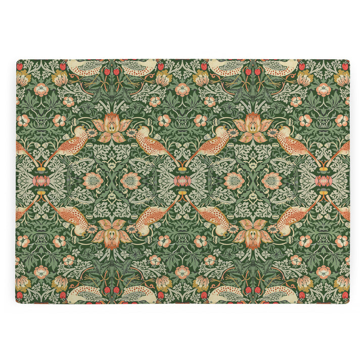 Purely Home Strawberry Thief Glass Worktop Protector - Green