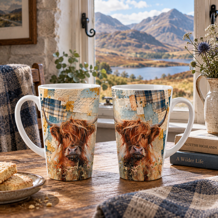 Purely Home Rustic Highland Cow Latte Mug Gift Box Set