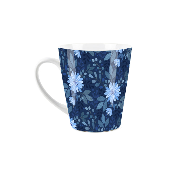 Purely Home Dark Blue Flowers Ceramic Latte Mugs