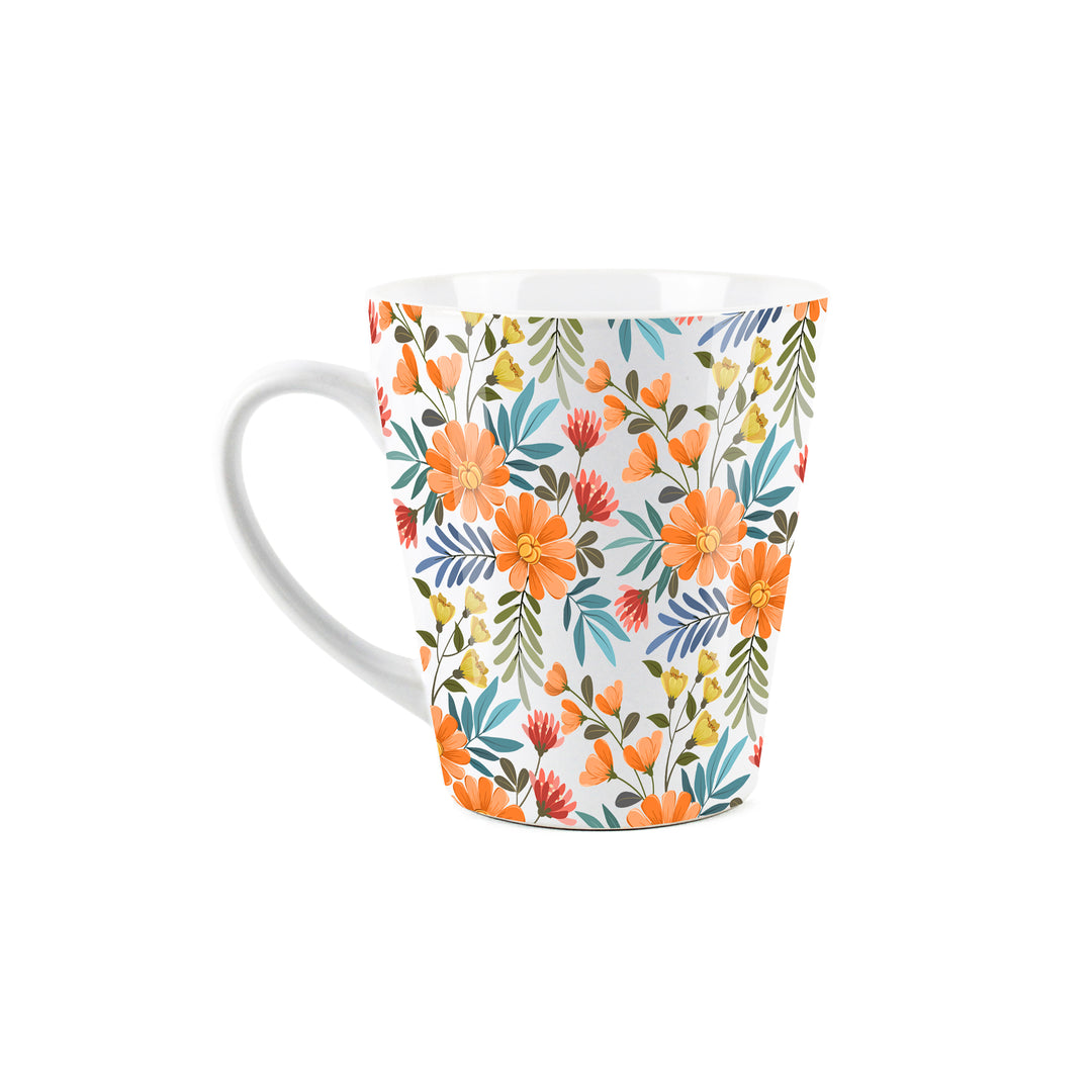 Purely Home Orange Flowers Ceramic Latte Mugs