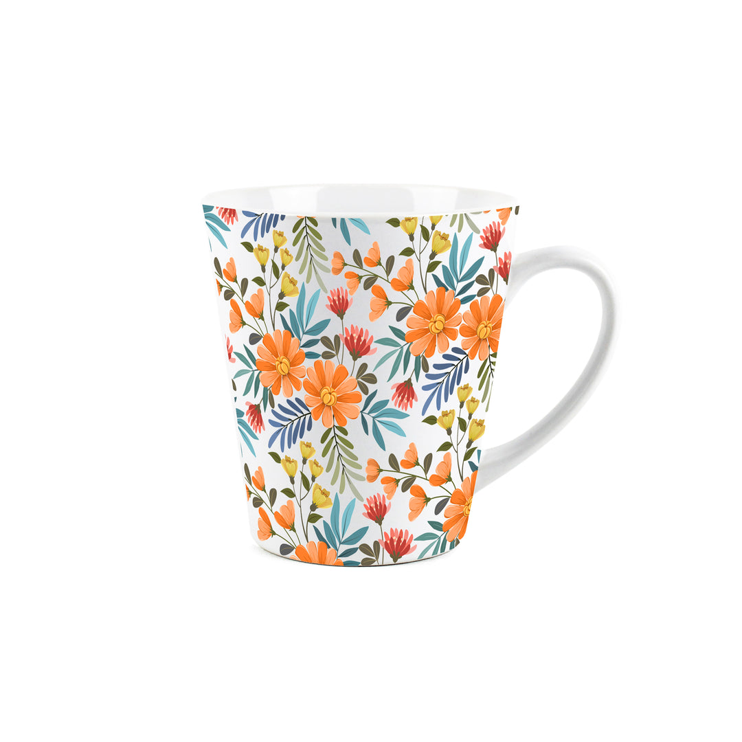 Purely Home Orange Flowers Ceramic Latte Mugs