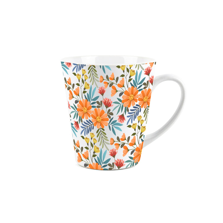 Purely Home Orange Flowers Ceramic Latte Mugs