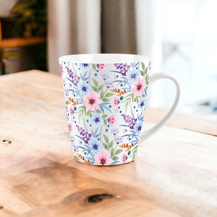 Purely Home Blue & Purple Floral Ceramic Latte Mug