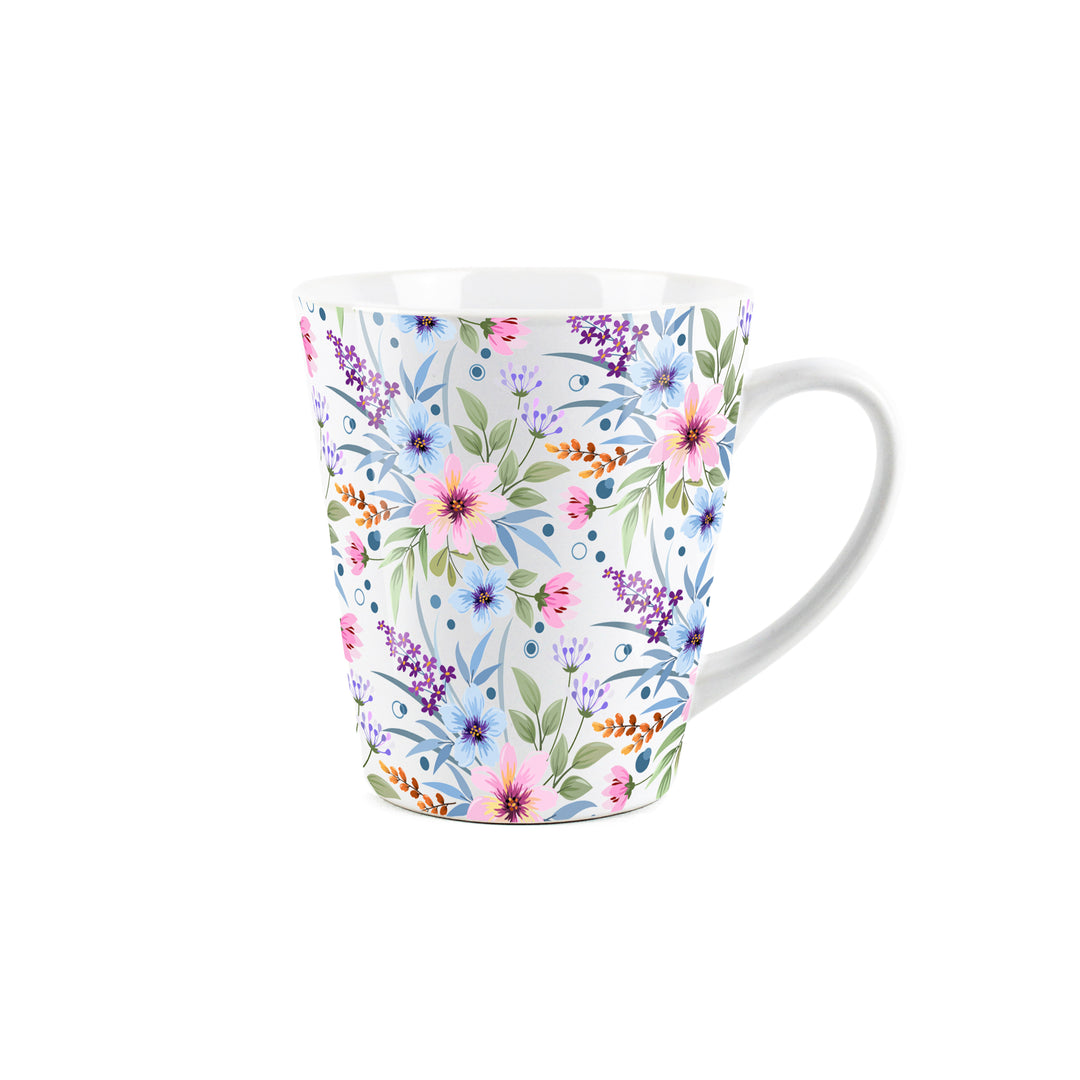Purely Home Blue & Purple Floral Ceramic Latte Mug