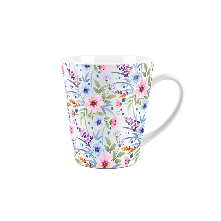 Purely Home Blue & Purple Floral Ceramic Latte Mug