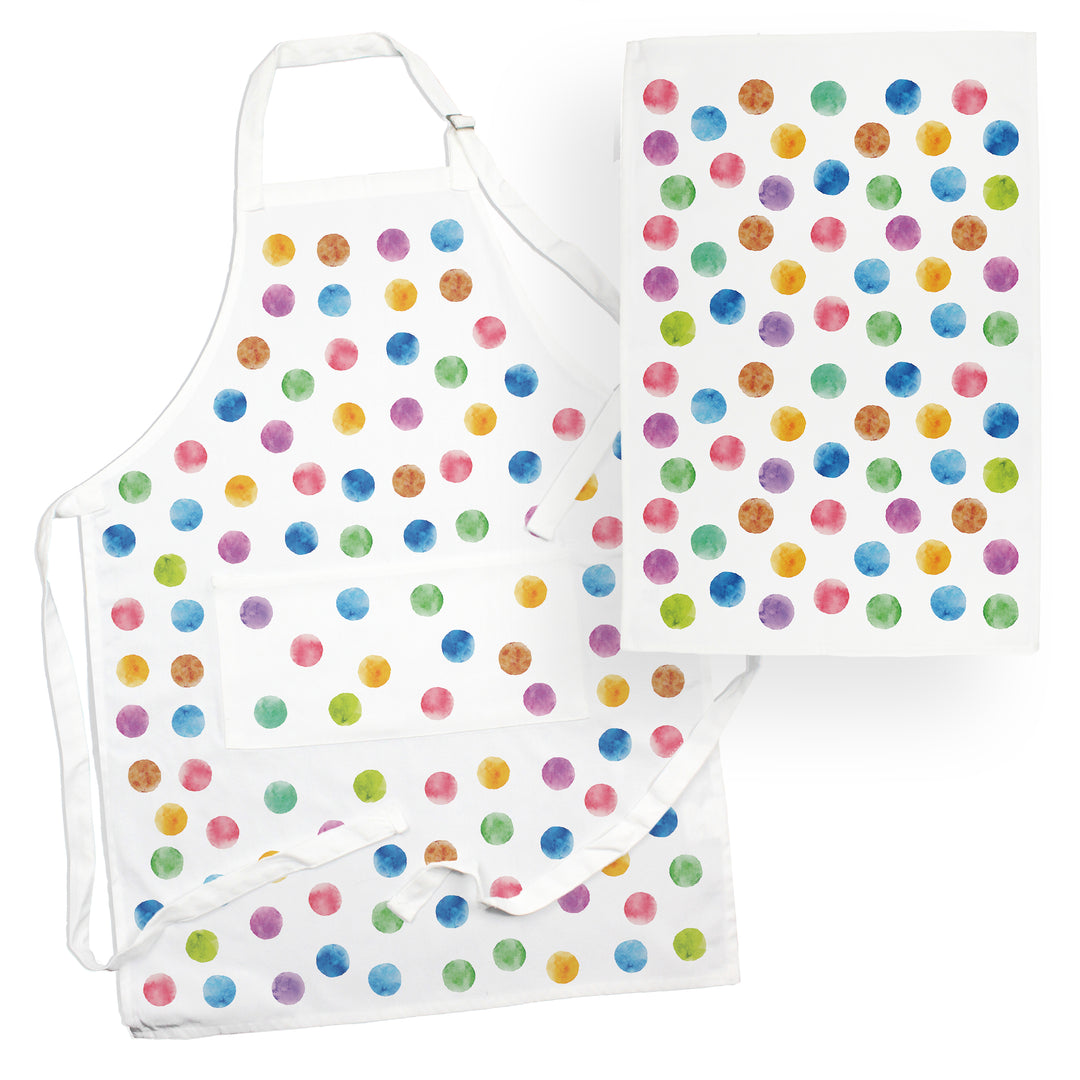Purely Home Multicoloured Polka Dots Apron & Tea Towel Set