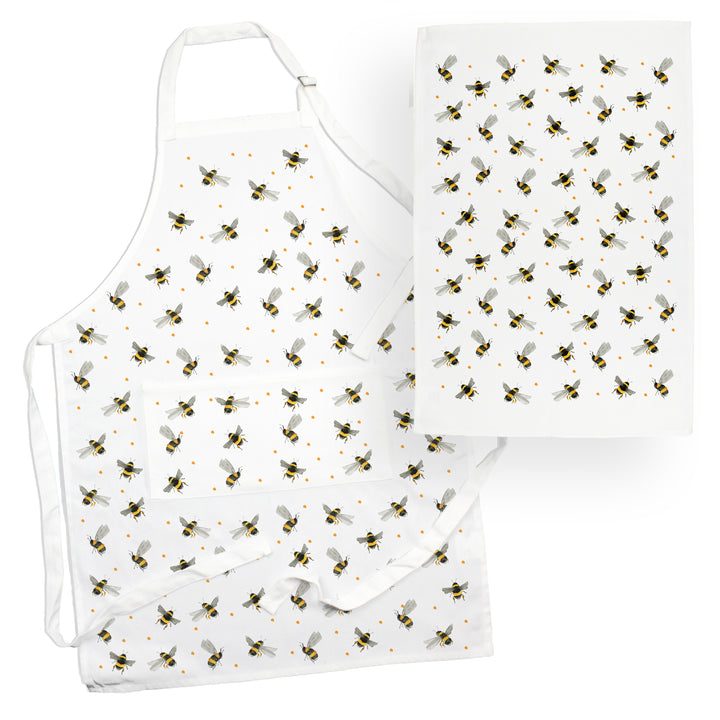 Purely Home Scattered Bees Apron & Tea Towel Set