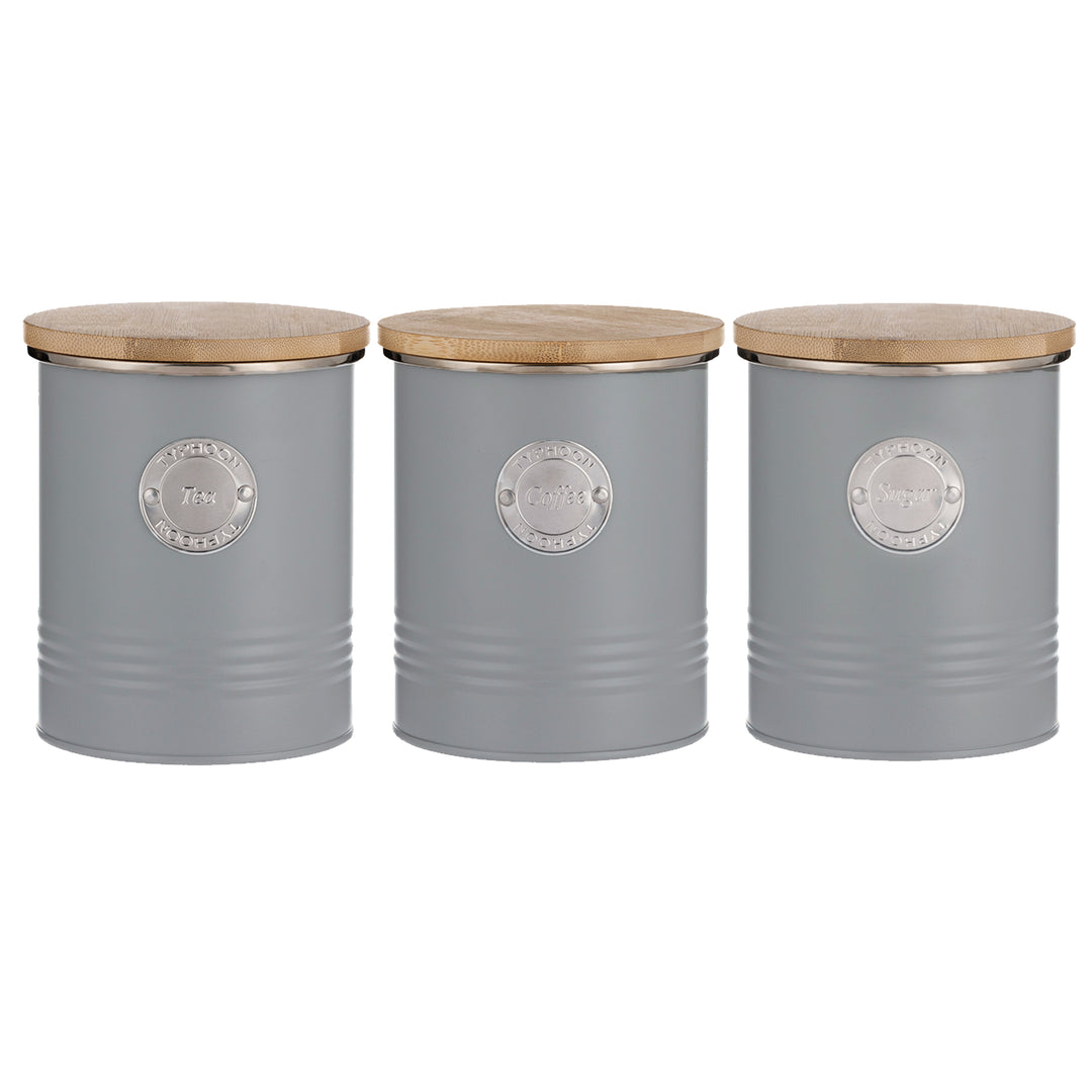 Typhoon Living Grey Tea, Coffee & Sugar Canister Set