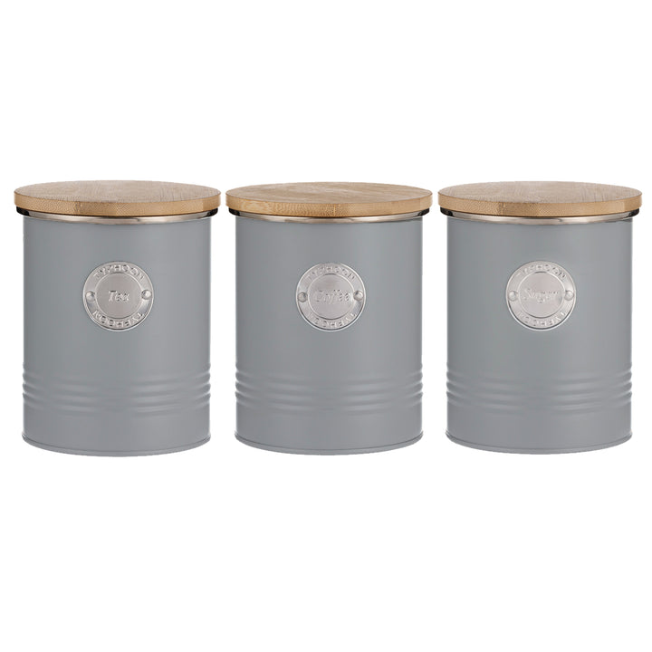 Typhoon Living Grey Tea, Coffee & Sugar Canister Set