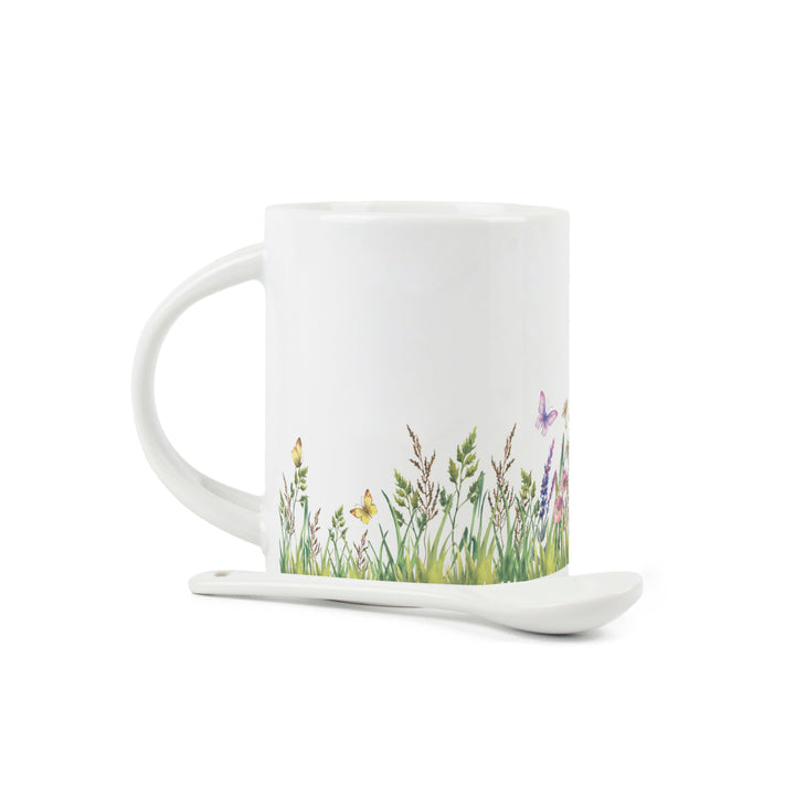 Purely Home Highland Cow & Calf Ceramic Mug With Spoon