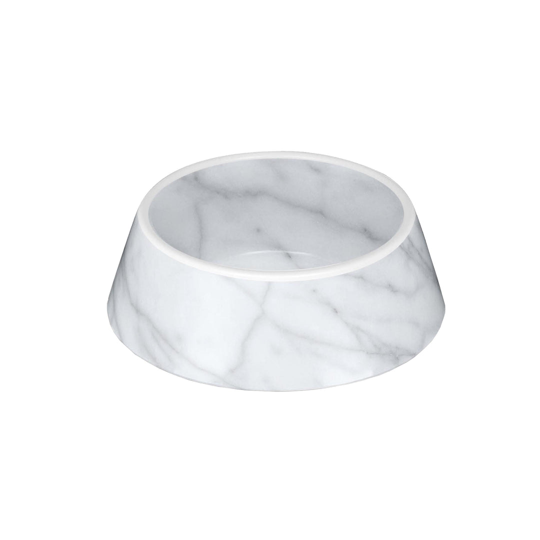 Carrara Marble Melamine Medium Pet Bowl & Saucer Set