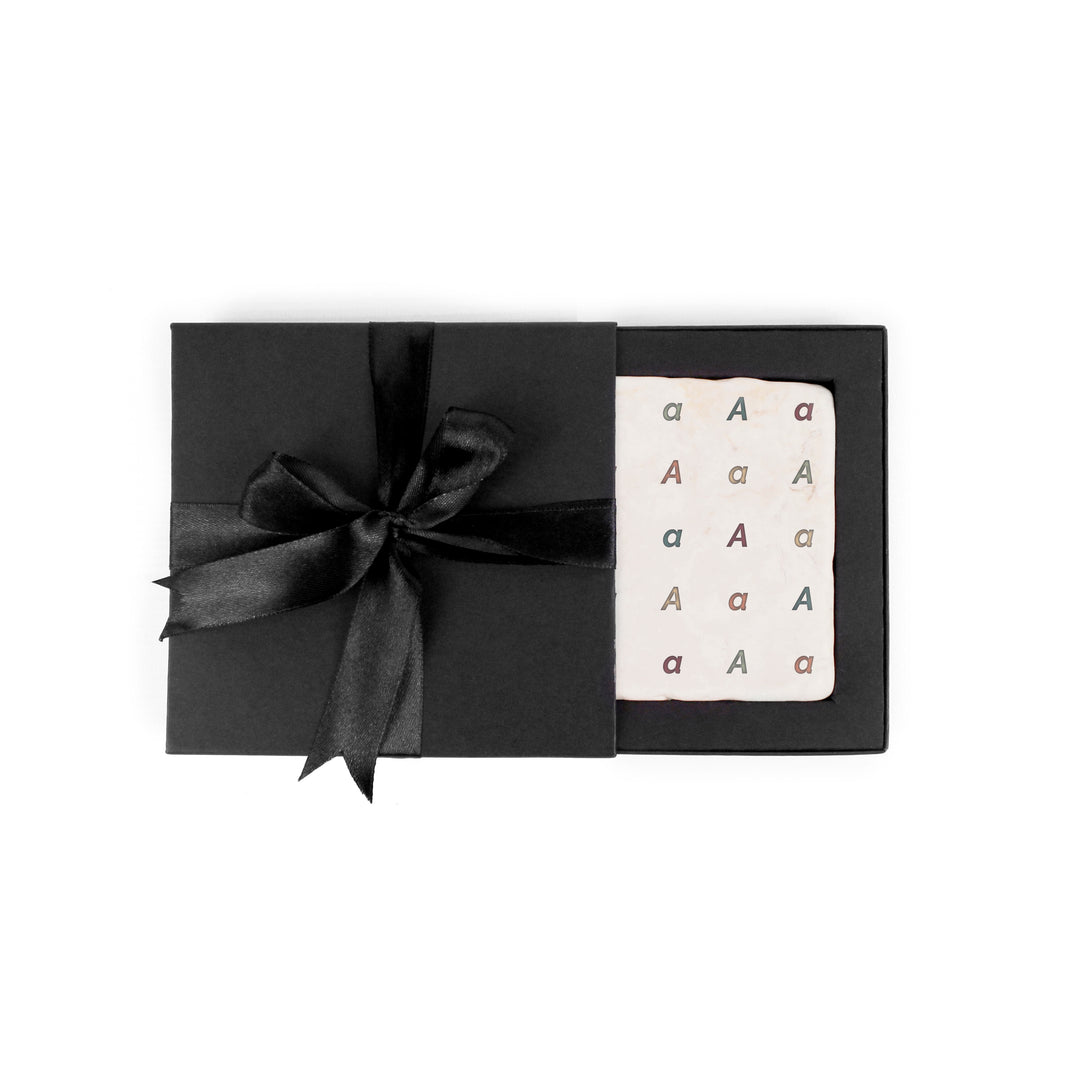 Purely Home Minimalist Initial Marble Coaster Gift Box Set