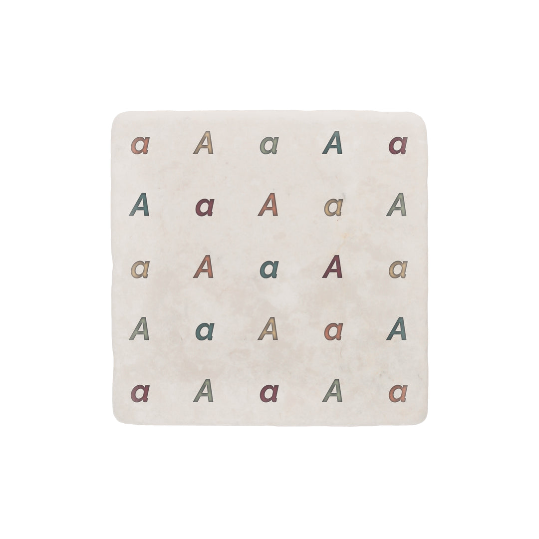 Purely Home Minimalist Initial Marble Coaster Gift Box Set