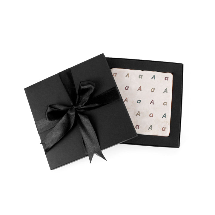 Purely Home Minimalist Initial Marble Coaster Gift Box Set