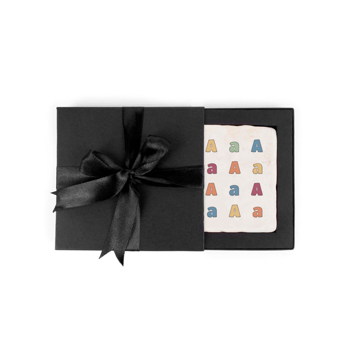 Purely Home Colourful Initial Marble Coaster Gift Box Set