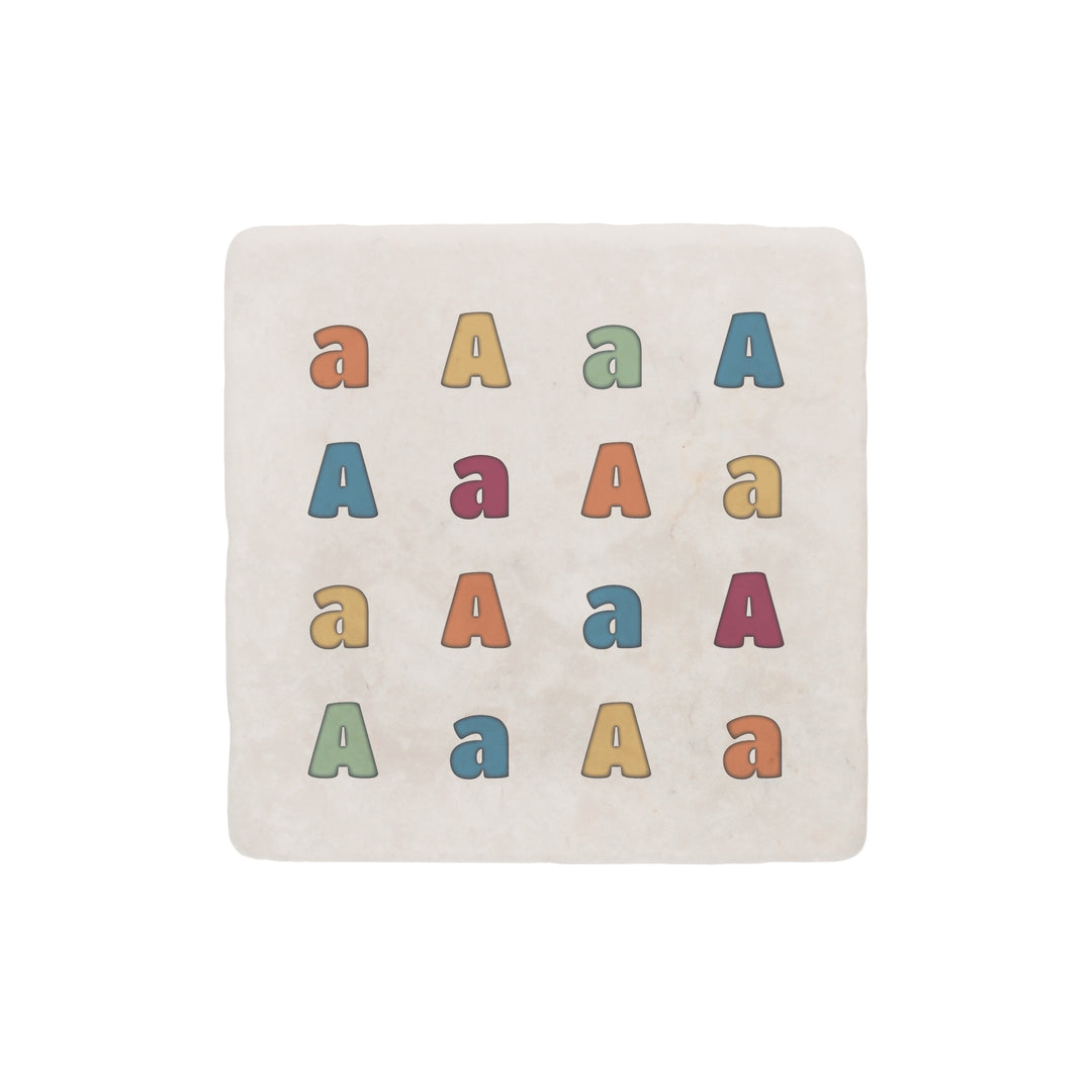 Purely Home Colourful Initial Marble Coaster Gift Box Set