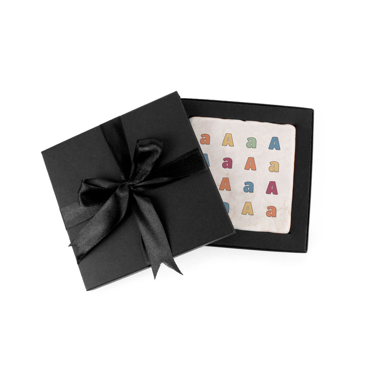 Purely Home Colourful Initial Marble Coaster Gift Box Set