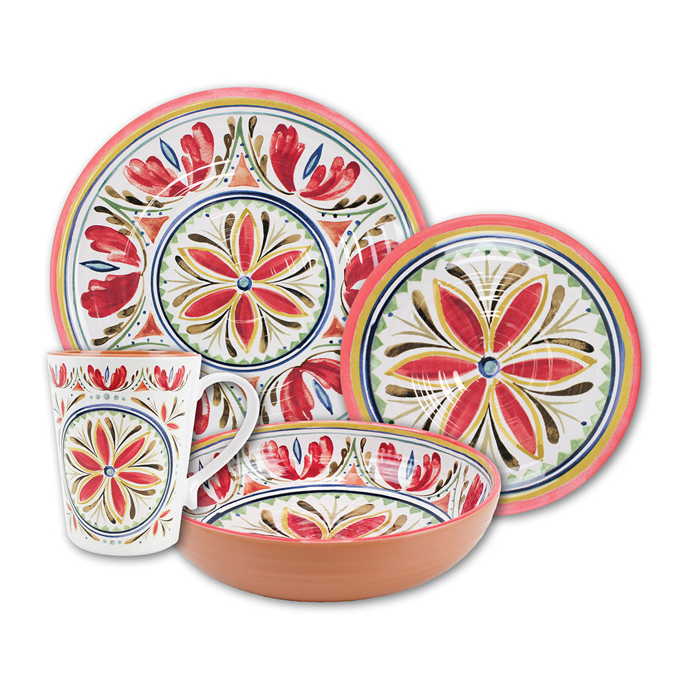 Mediterranean Melamine Dinnerware Set with Mugs