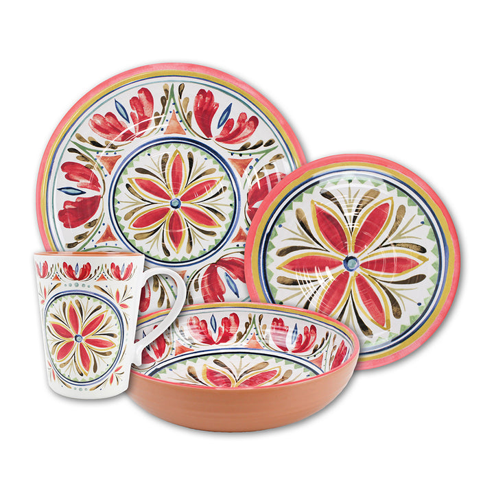 Mediterranean Melamine Dinnerware Set with Mugs